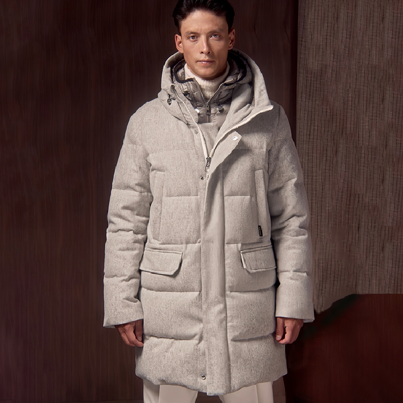 NIGO Montecore Men's Autumn And Winter Coat Casual Hooded Zipper Stand Up Collar Wool Fabric Long Style Puffer Down Jacket Ngvp #nigo7454