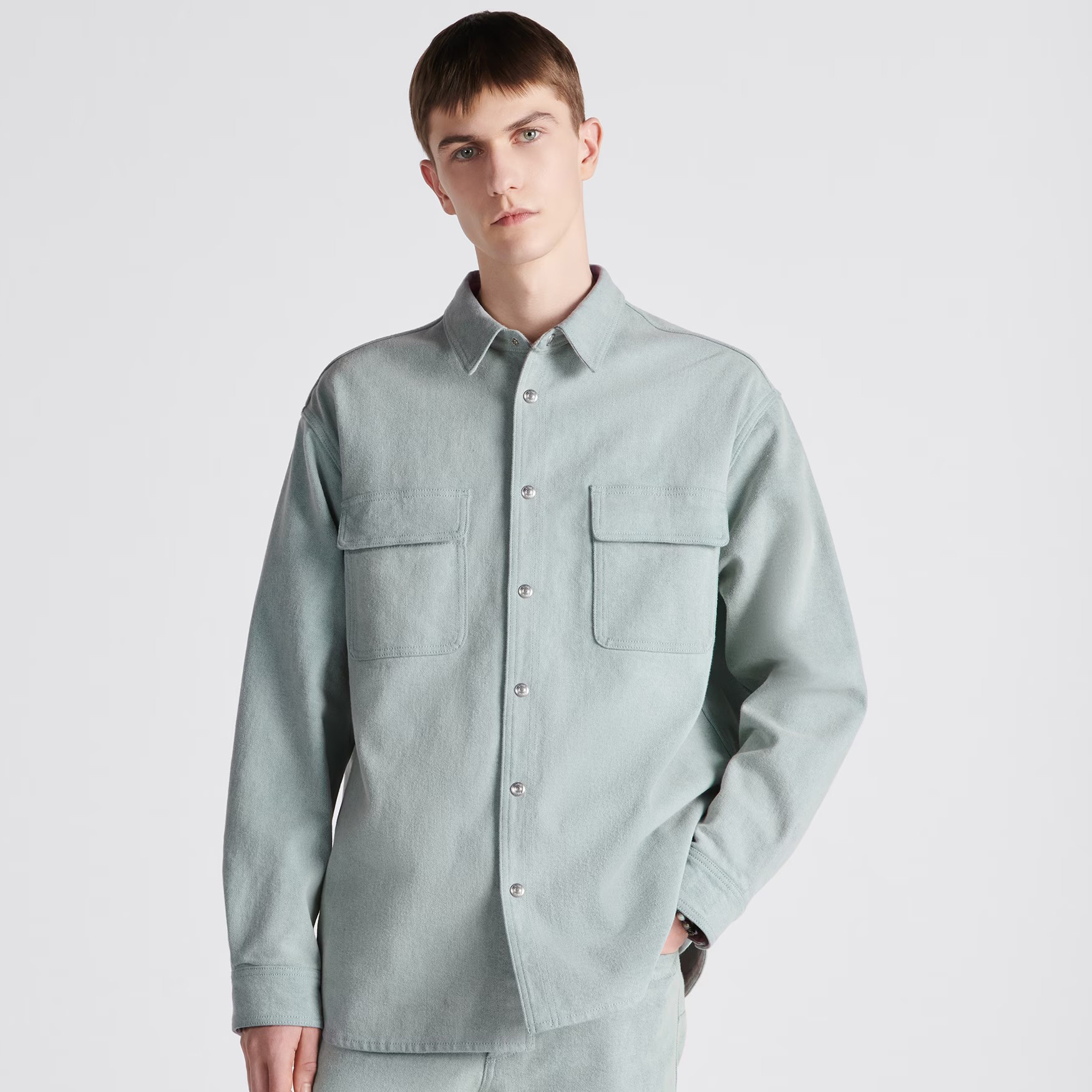 NIGO Dior Men's Spring And Autumn Long Sleeved Single Breasted Christian Couture Reversible Shirt Blue Cotton Denim #nigo97745