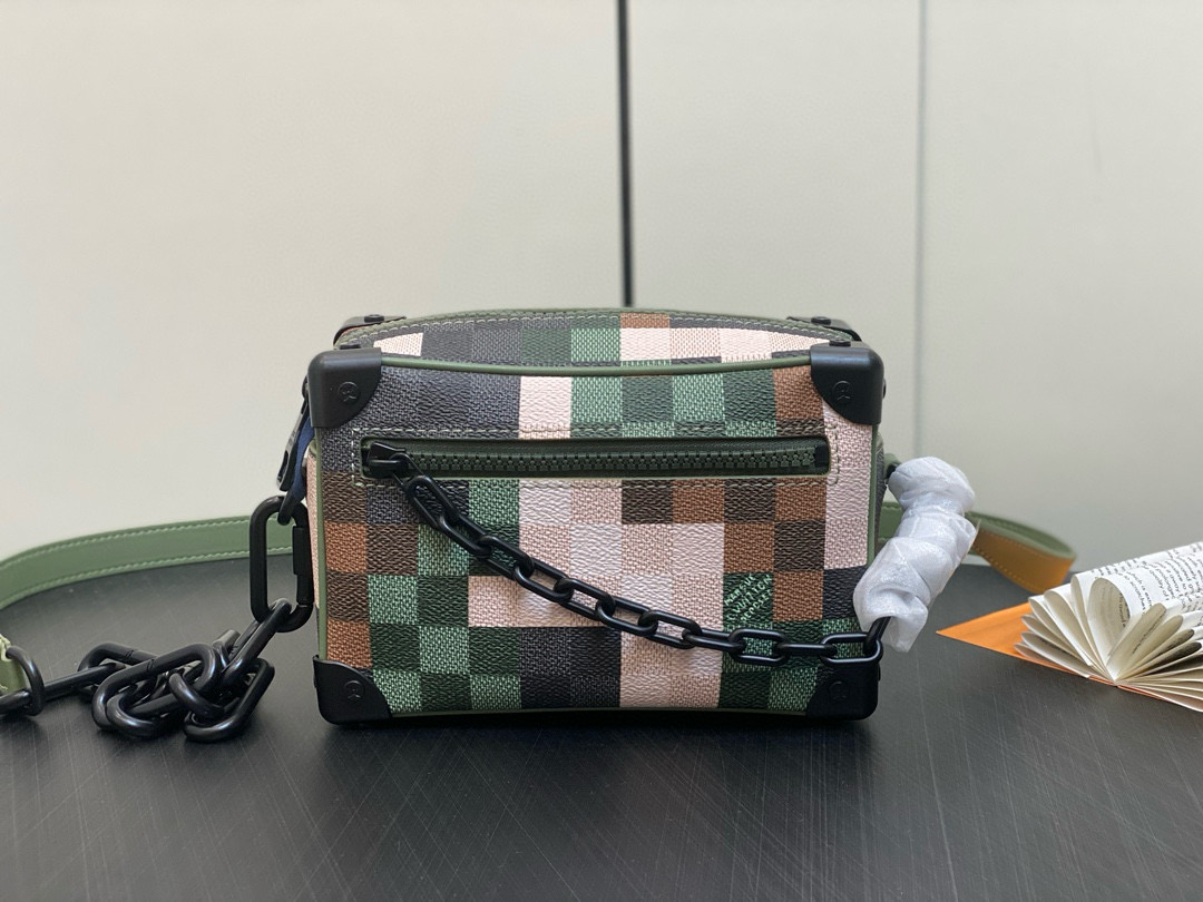 NIGO Louis Vuitton Men's Green Camouflage Zip Adjustable Shoulder Strap Chain Leather Shoulder Crossbody Bag Bags #nigo97764