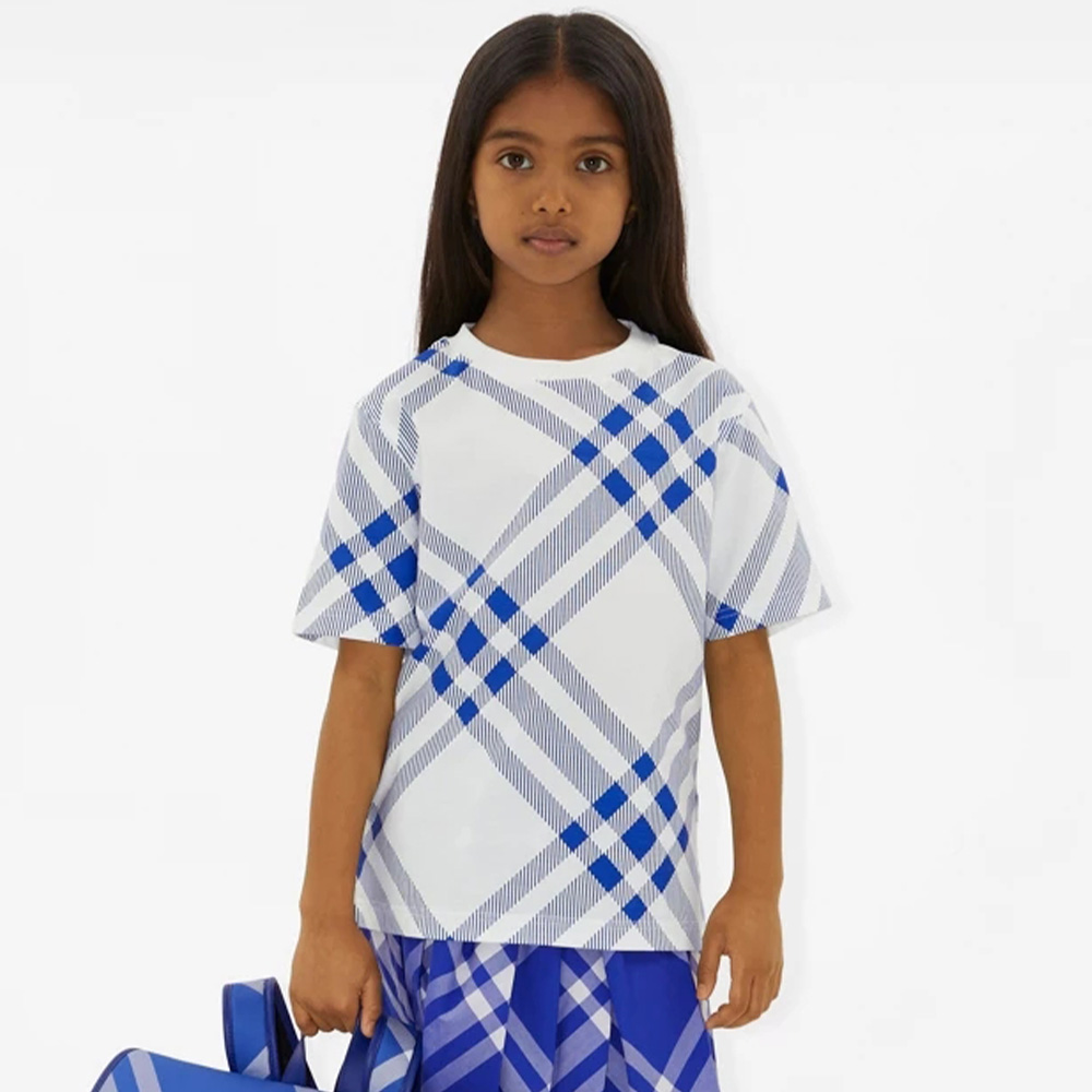NIGO Burberry Kids Summer Plaid Cotton Round Neck Short Sleeve Straight T-shirt Drawstring Casual Pants Suit #nigo31241