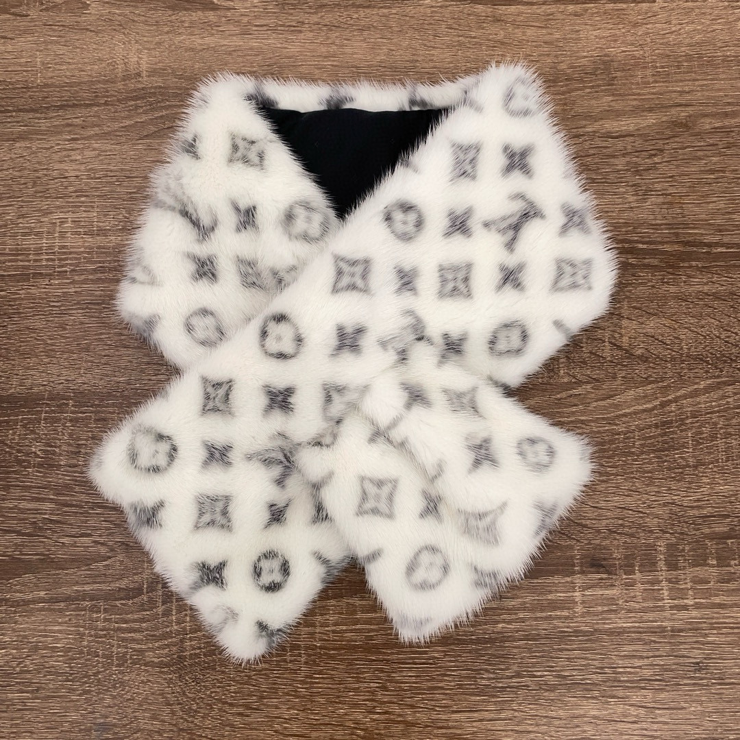 NIGO Louis Vuitton Women's Winter Logo Printed White Mink Fur Scarf #nigo97758