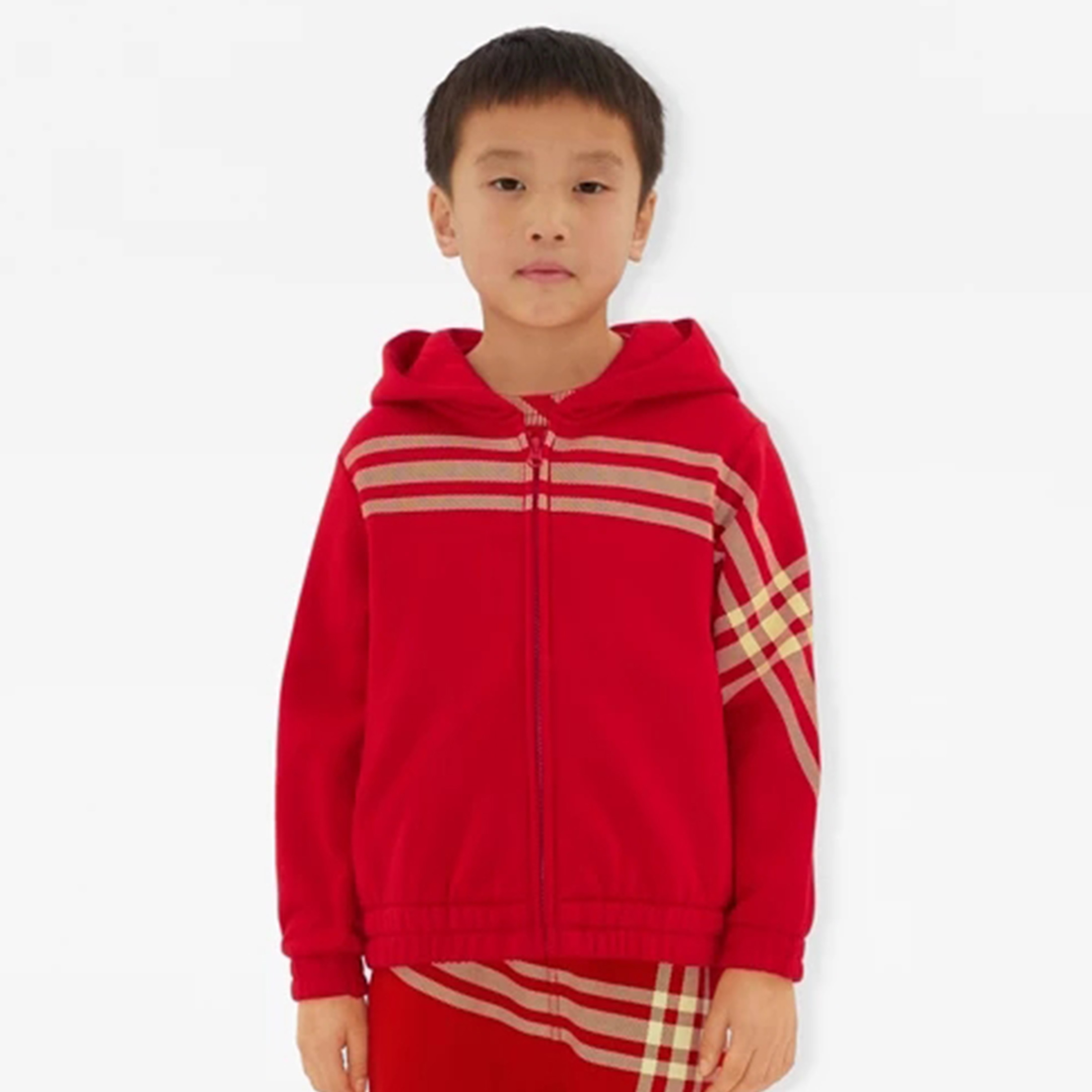 NIGO Burberry Kids Solid Color Checkered Printed Cotton Zipper Long Sleeve Hooded Sweatshirt #nigo31238