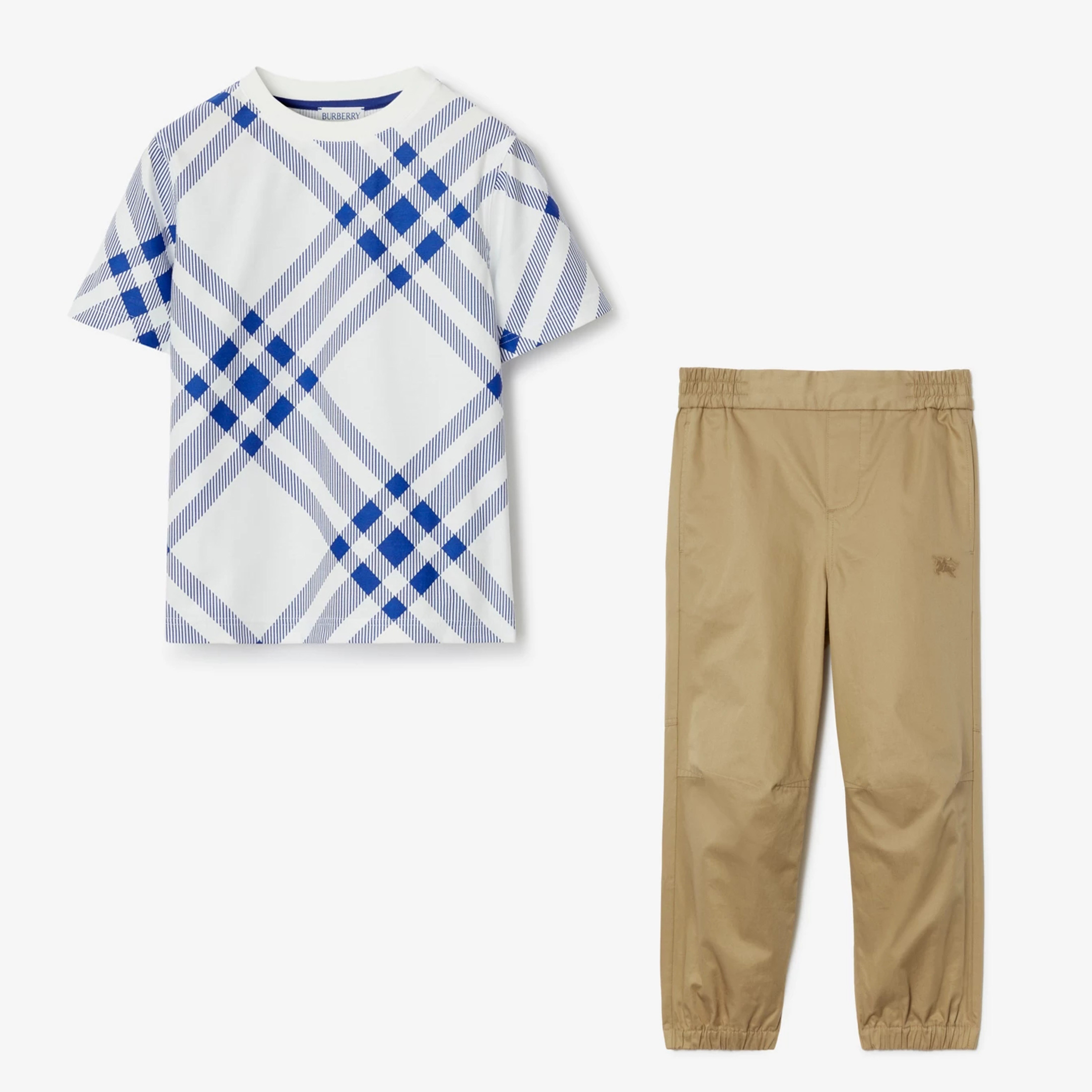 NIGO Burberry Kids Summer Plaid Cotton Round Neck Short Sleeve Straight T-shirt Drawstring Casual Pants Suit #nigo31241