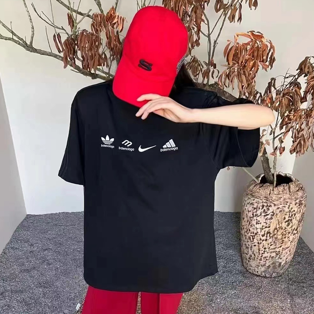 NIGO Balenciaga Men's Summer Black and White Cotton Round Neck Short Sleeve T-Shirt #nigo97777