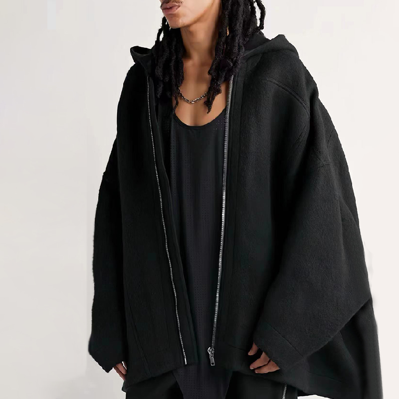 NIGO Rick Owens Men's Spring And Autumn Solid Color Fashion Trend Cape Wool Hoodie Long Sleeve Loose Sweater Ngvp #nigo7523