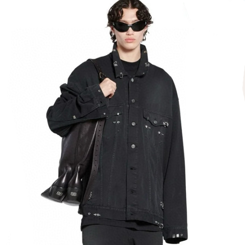NIGO Balenciaga Men's Spring And Summer Fashion High Street Trend Jacket Metal Ring Buckle Do Old Loose Denim Jacket Ngvp #nigo7526