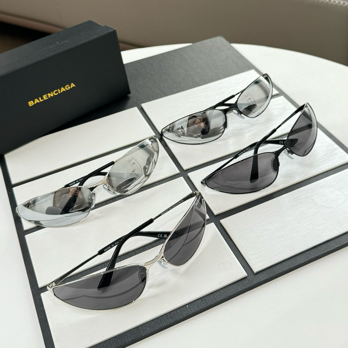 NIGO Balenciaga Men's Razor Cat Lens Logo Print Cat Eye Sunglasses Eyeglasses Glasses #nigo97776