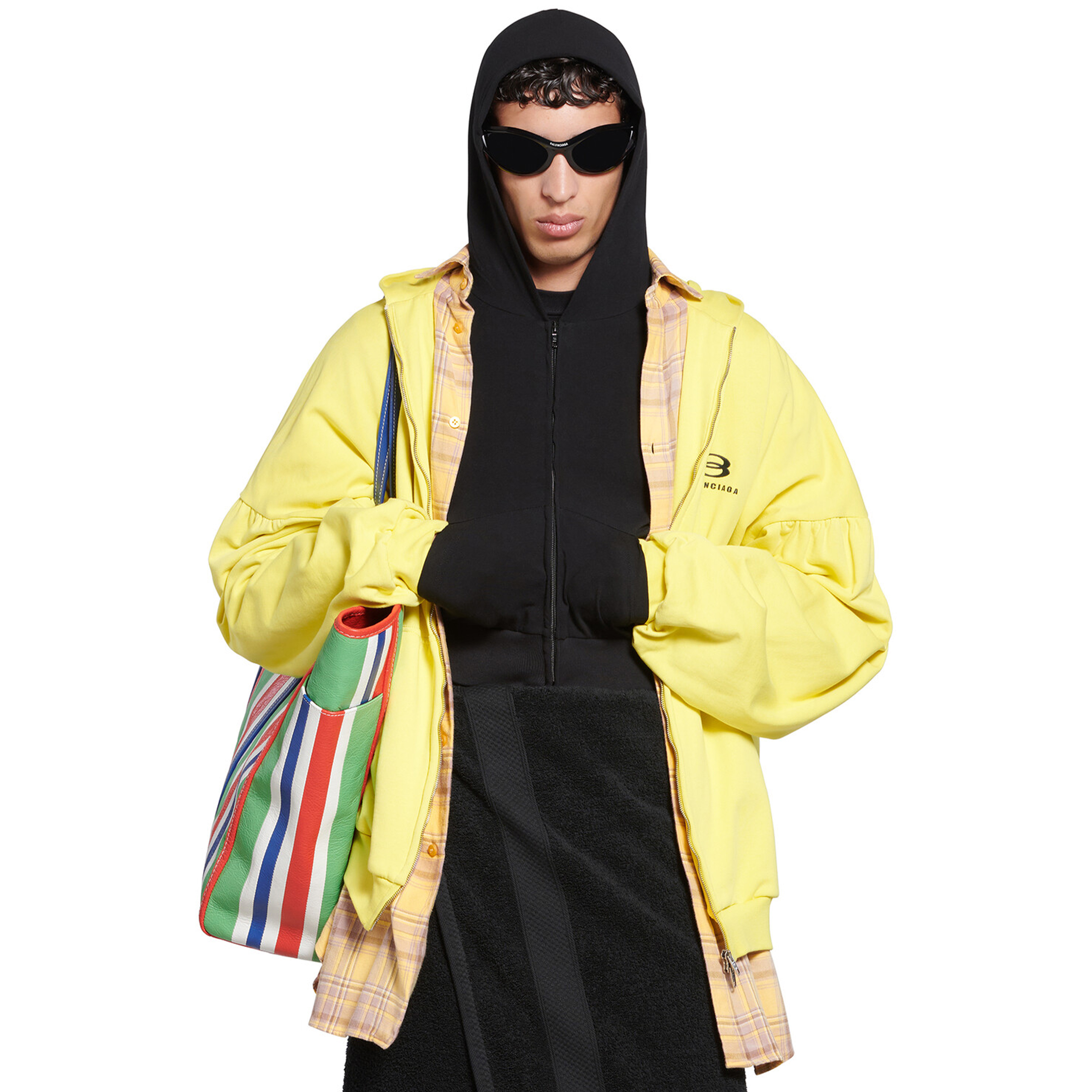 NIGO Balenciaga Men's Women's Spring & Autumn Yellow/Black Spliced Logo Printed Cotton Zipper Oversized Hoodie Ngvp #nigo7562