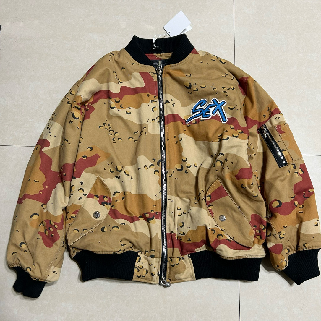 NIGO Chrome Hearts Men's Winter Graffiti Logo Camouflage Zip Crew Neck Cotton Jacket #nigo97817