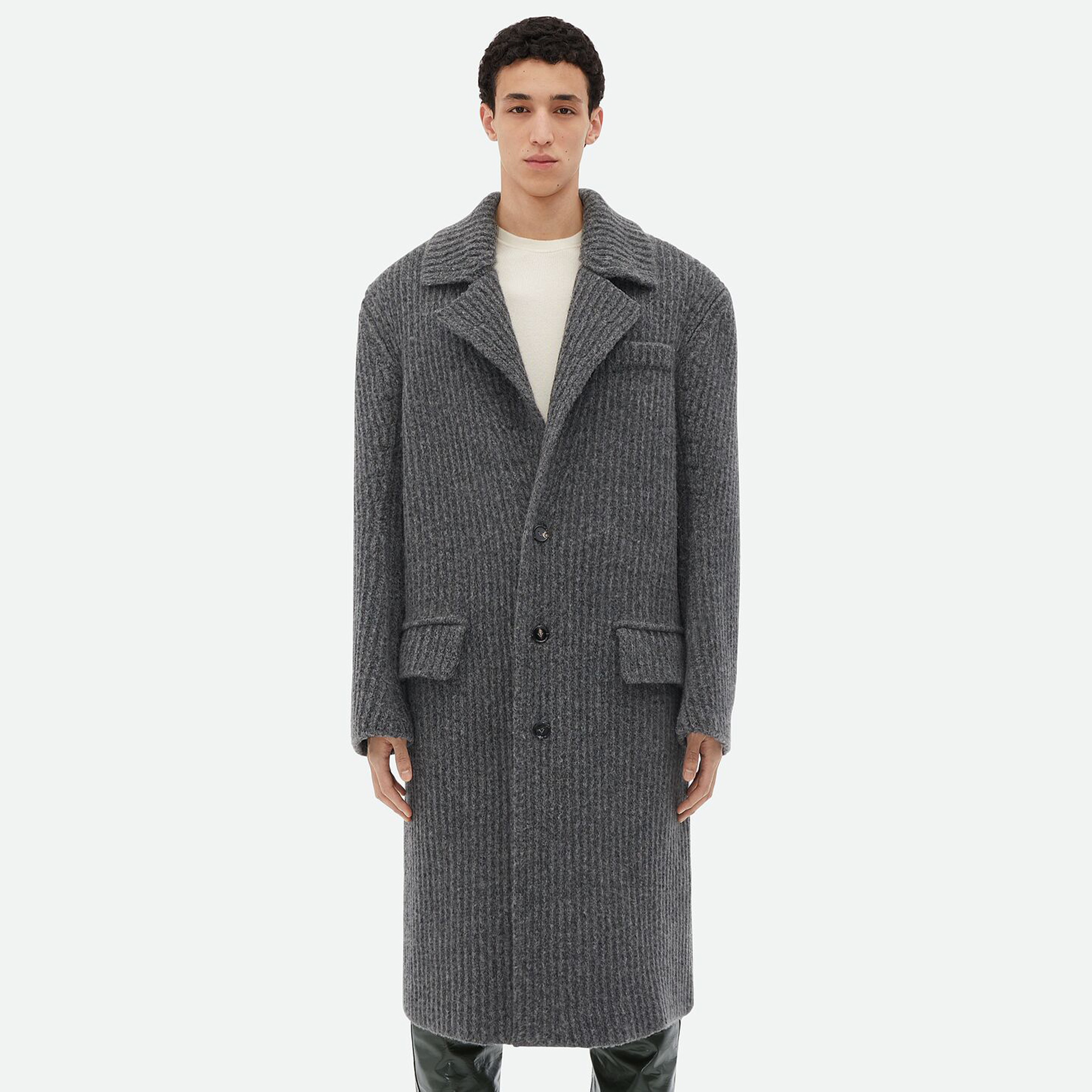 NIGO Bottega Veneta Men's Autumn And Winter Solid Color Lapel Single Breasted Wool Knit Long Straight Jacket Ngvp #nigo7572