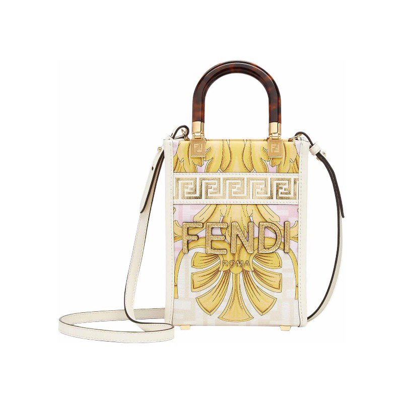 NIGO Fendi x Versace Fendace Women's Gold Baroque Print Cowhide Shoulder Crossbody Handbag Bag Bags #nigo97819