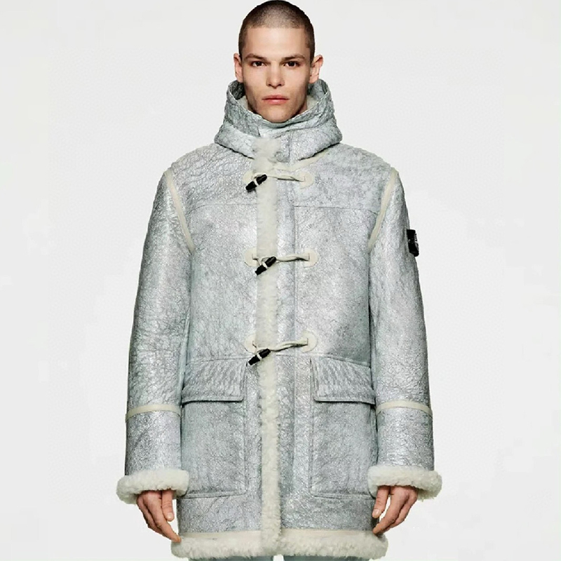 NIGO Stone Island Men's Fall And Winter Fashion Casual Hooded Single Row Ox Horn Button Fur Coat Warm Jacket Ngvp #nigo7581