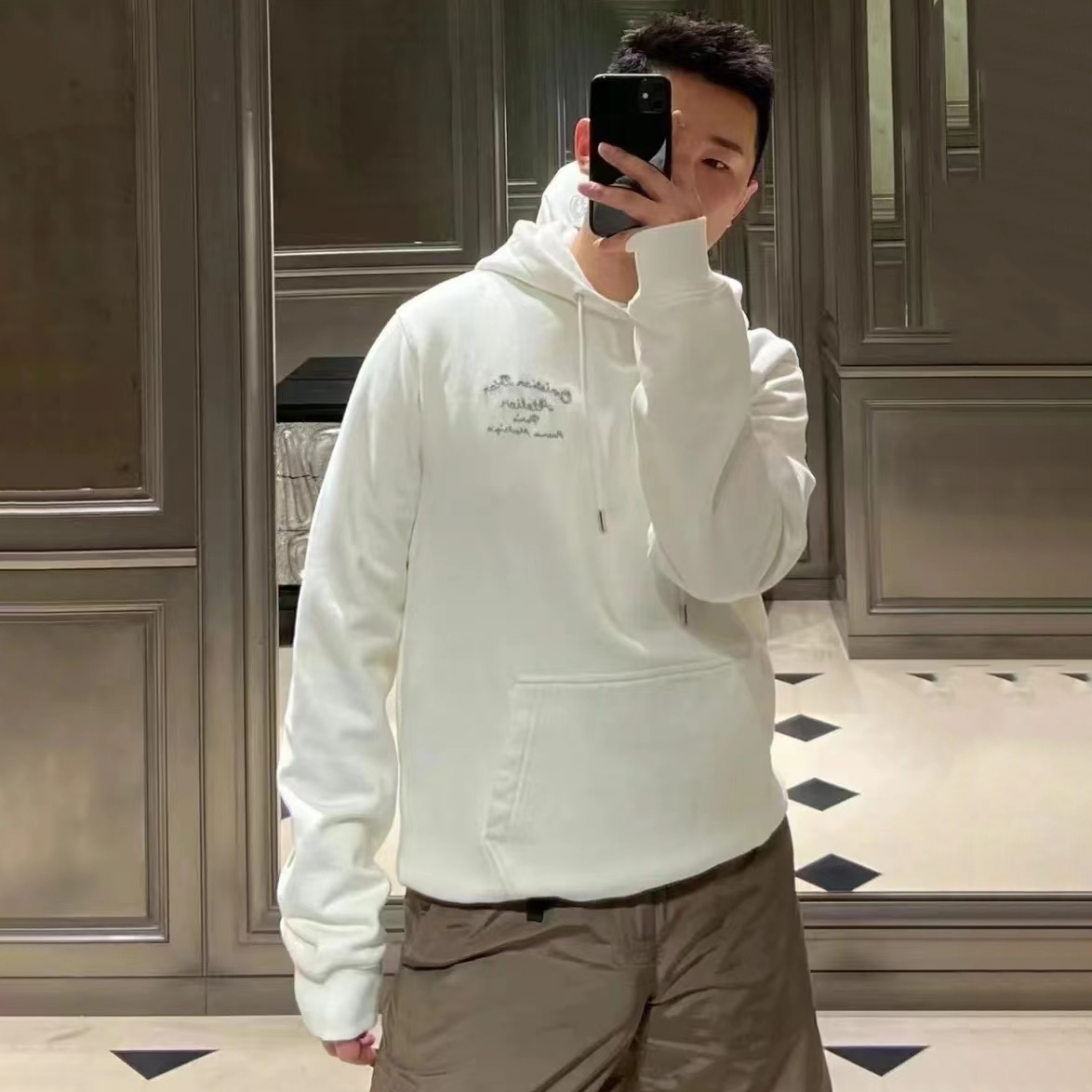 NIGO Dior Men's Autumn and Winter Solid Colour Embroidered Logo Pullover Thickened Hooded Sweatshirt #nigo97852