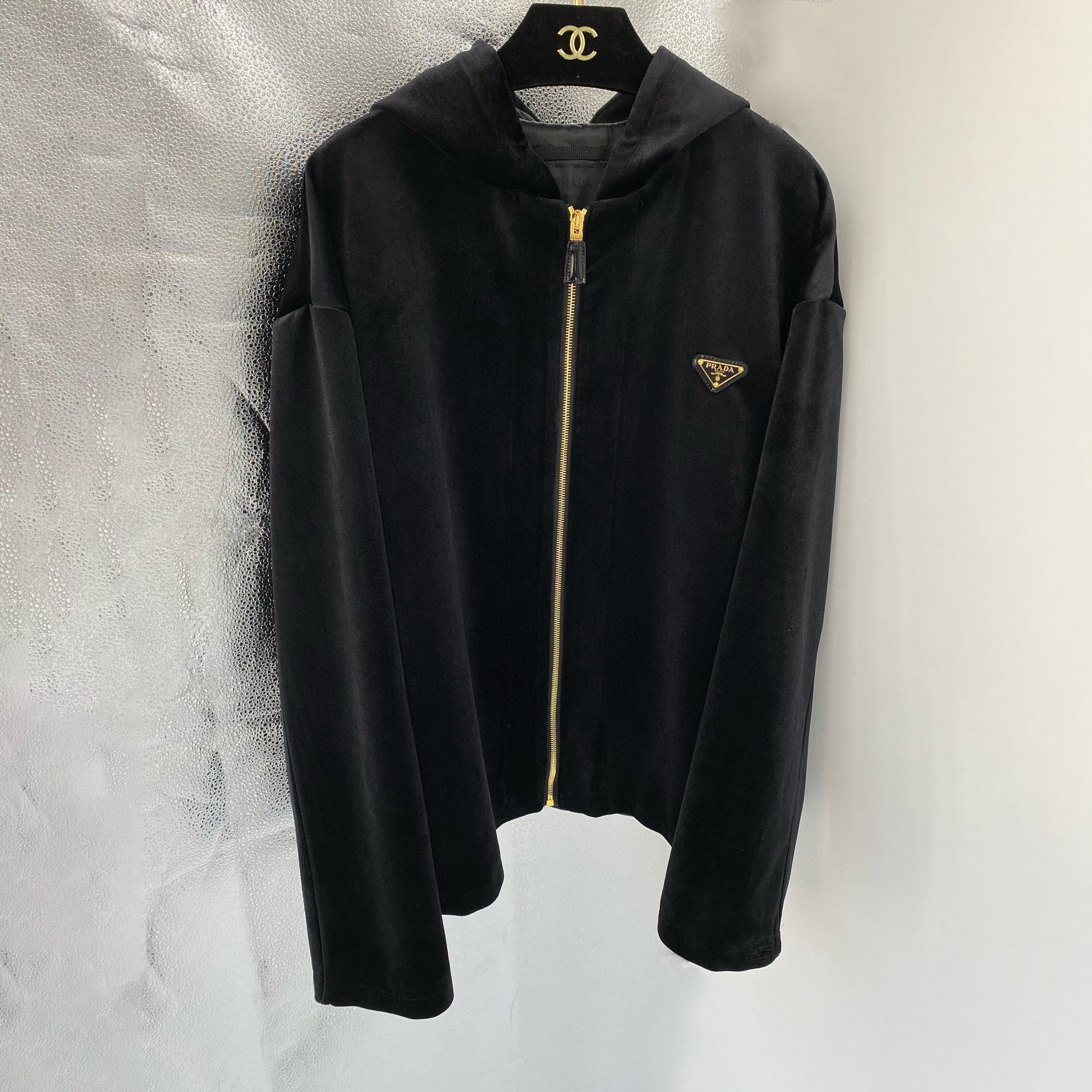 NIGO Prada Men's Autumn and Winter Black Fleece Facing Zip Hooded Jacket Pants Set Suit #nigo97841