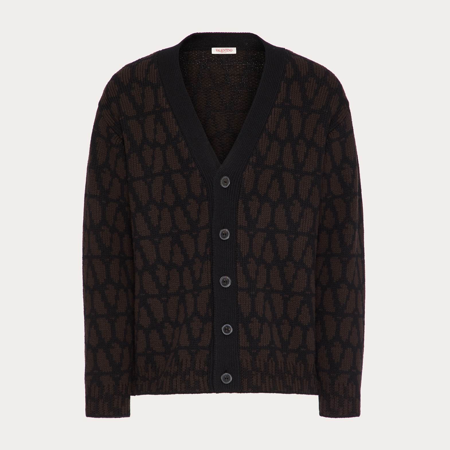 NIGO Valentino Men's Spring And Autumn Black V-neck Long Sleeve Single-Breasted Knit Shirt Cardigan #nigo97842