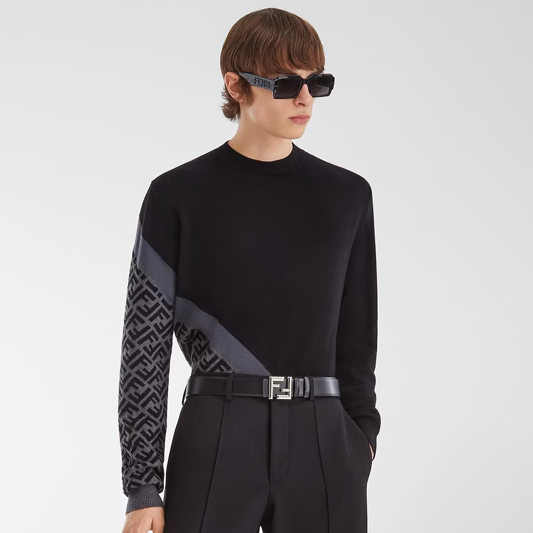 NIGO Fendi Men's Spring Autumn FF Classic Twill Jacquard Patchwork Crew Neck Knit Pullover Sweater #nigo97843