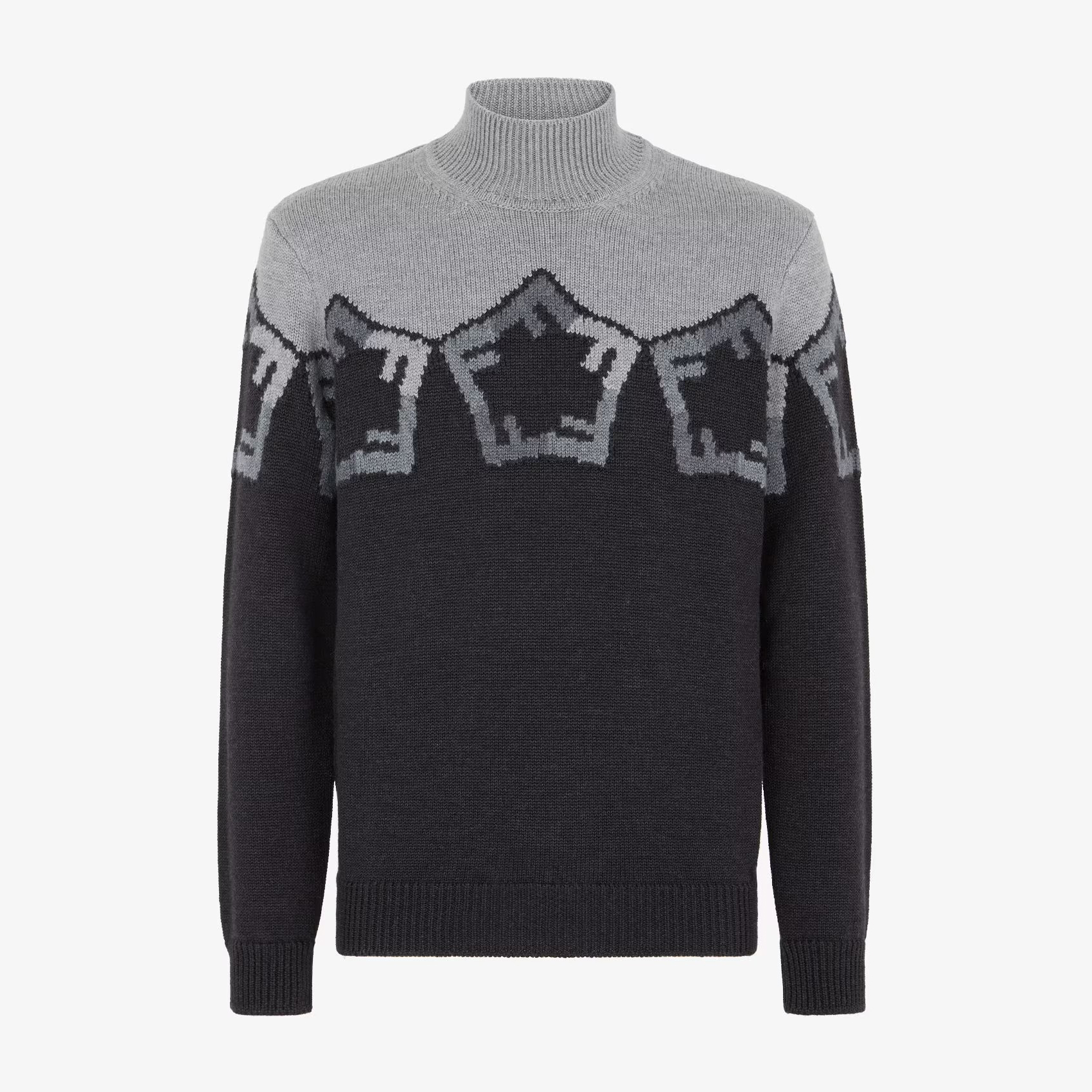 NIGO Fendi Men's Spring And Autumn Grey Loose High Neck Knit Pullover Jumper Sweater #nigo97844