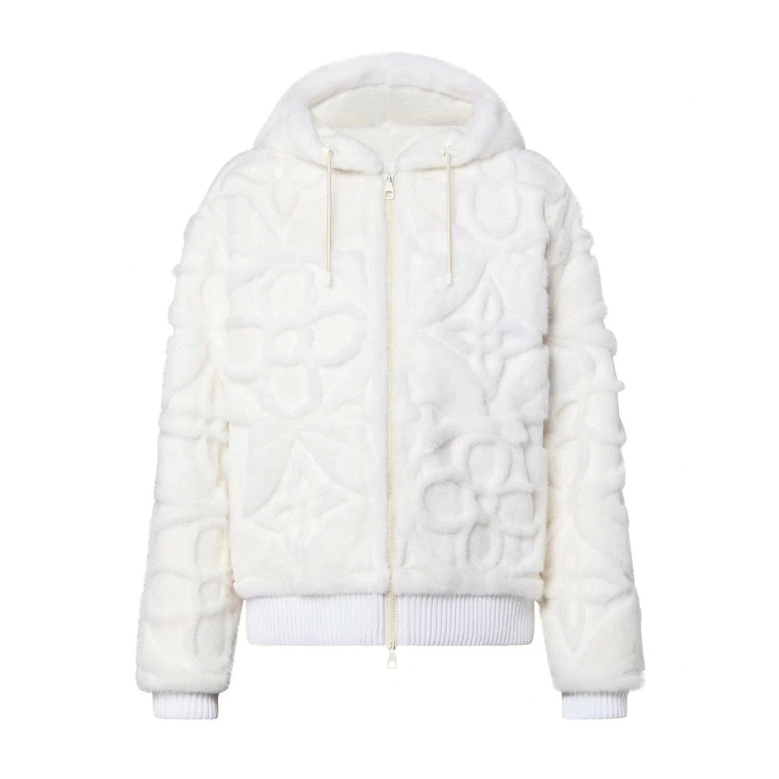 NIGO Louis Vuitton Men's And Women's Aged Shearling Embossed Craft Velvet Mink Pure White Zip Jacket #nigo97838