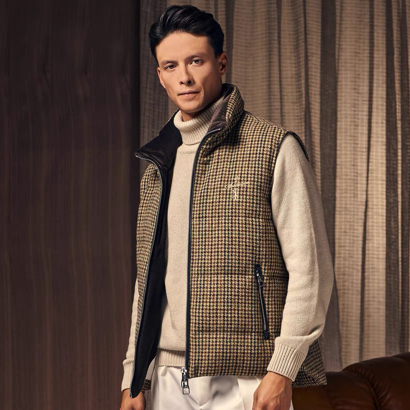 NIGO Montecore Men's Winter Chippendale Warm Tweed Wool Puffer Down Vest Jacket #nigo97837