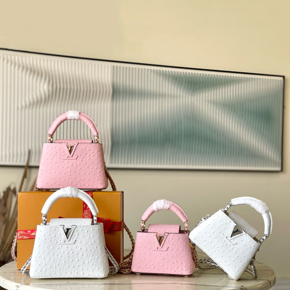 NIGO Louis Vuitton Women's Capulines Floral Embellished Ostrich/Goat Leather Shoulder Crossbody Tote Bag Bags #nigo97869