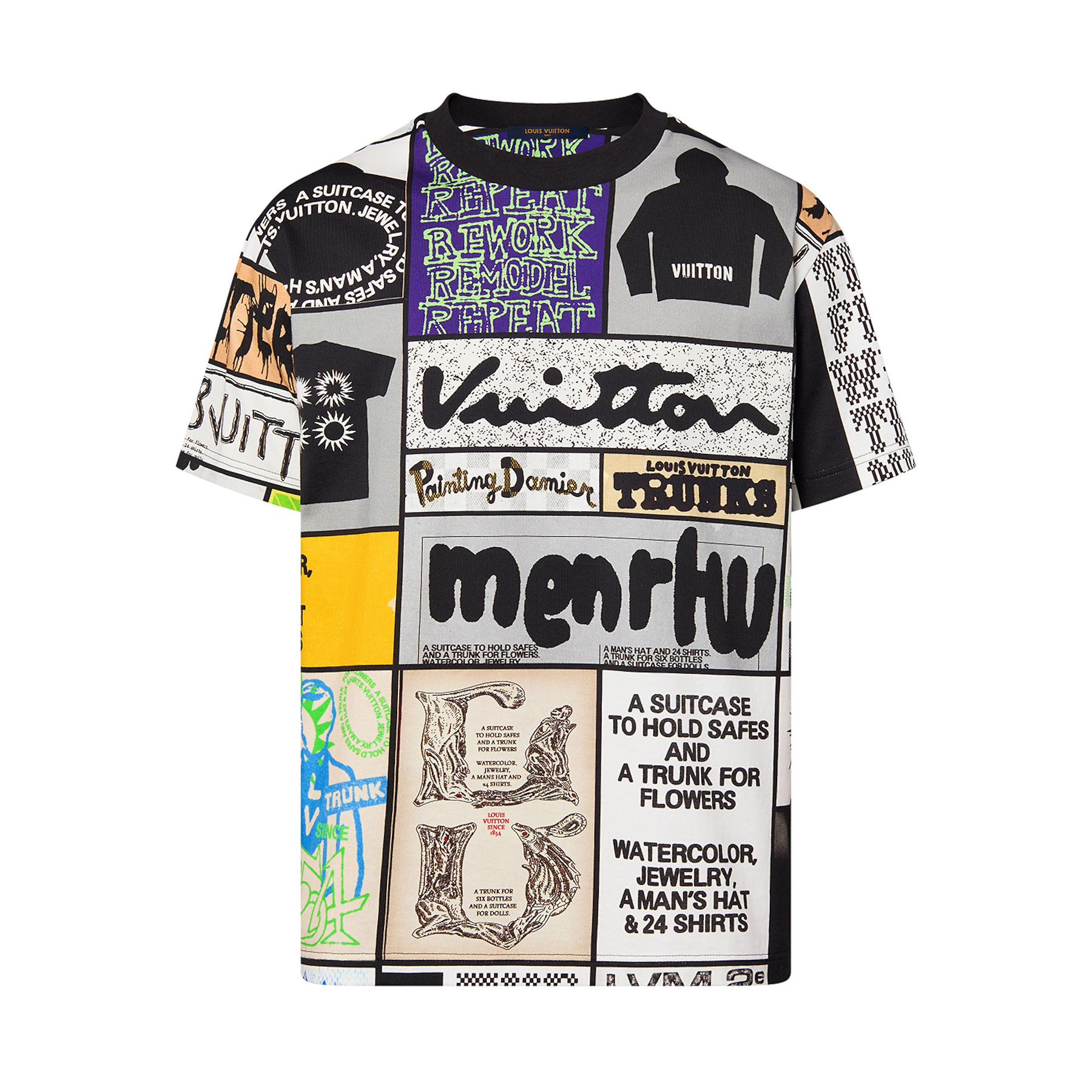 NIGO Louis Vuitton Men's Summer Multicolour Splicing Pattern Printed Cotton Round Neck Short Sleeve T-Shirt #nigo97867