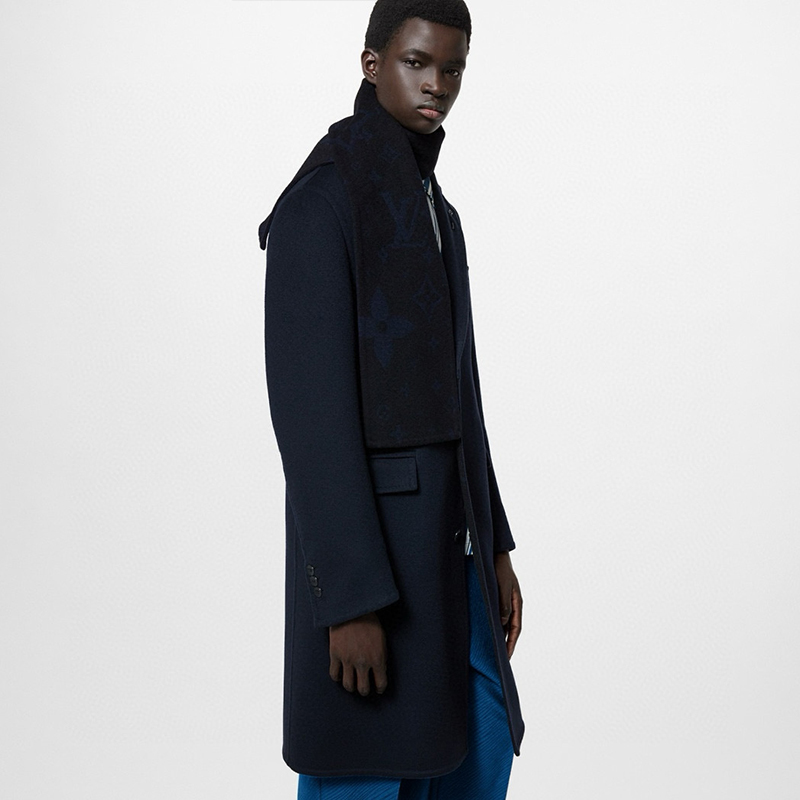 NIGO Louis Vuitton Men's Autumn And Winter Fashion Solid Color Loose Comfortable Removable Scarf Tweed Coat Wool Coat Ngvp #nigo7598