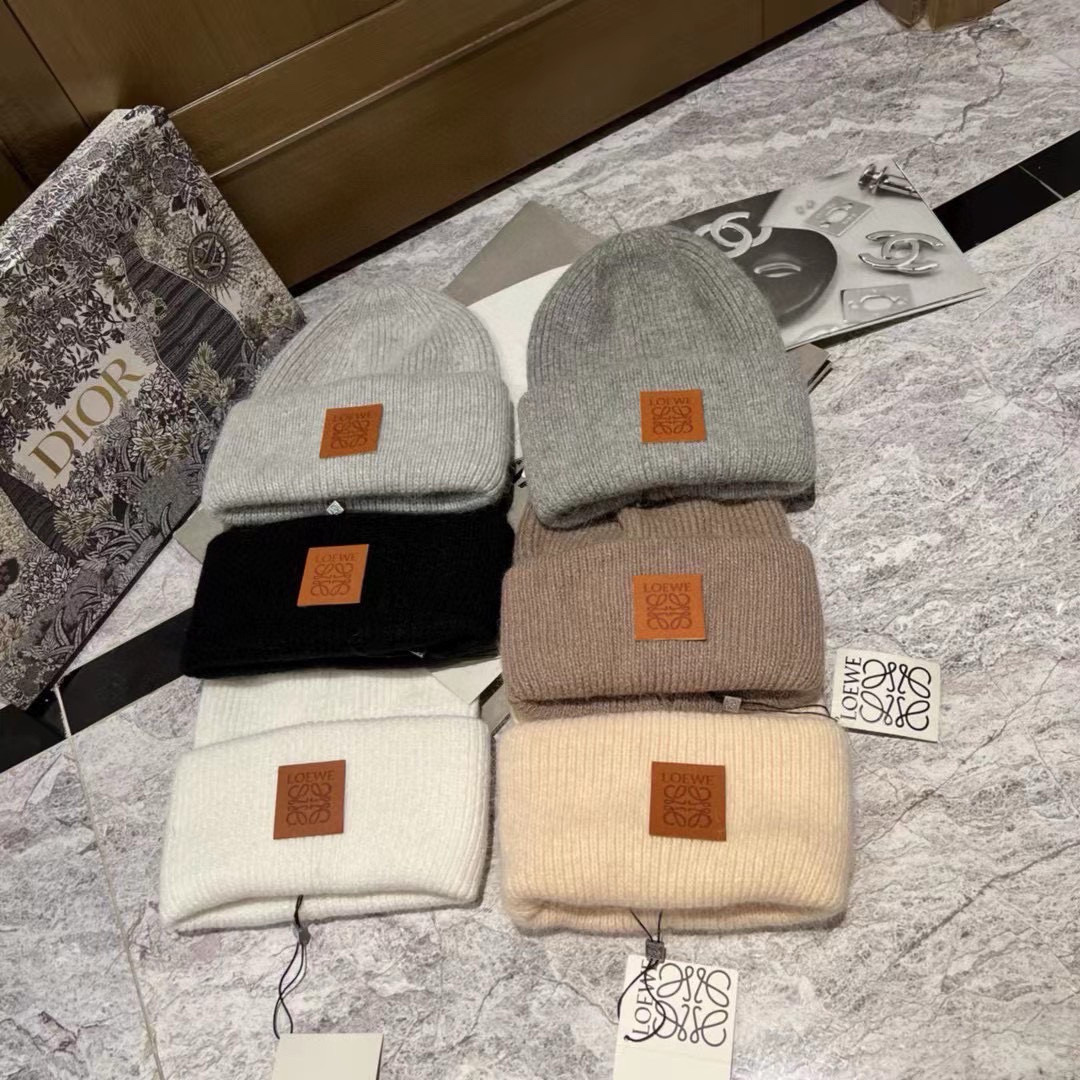 NIGO Loewe Men's And Women's Autumn And Winter Models Solid Colour Rabbit Hair Jnitted Ulush Hat #nigo97858