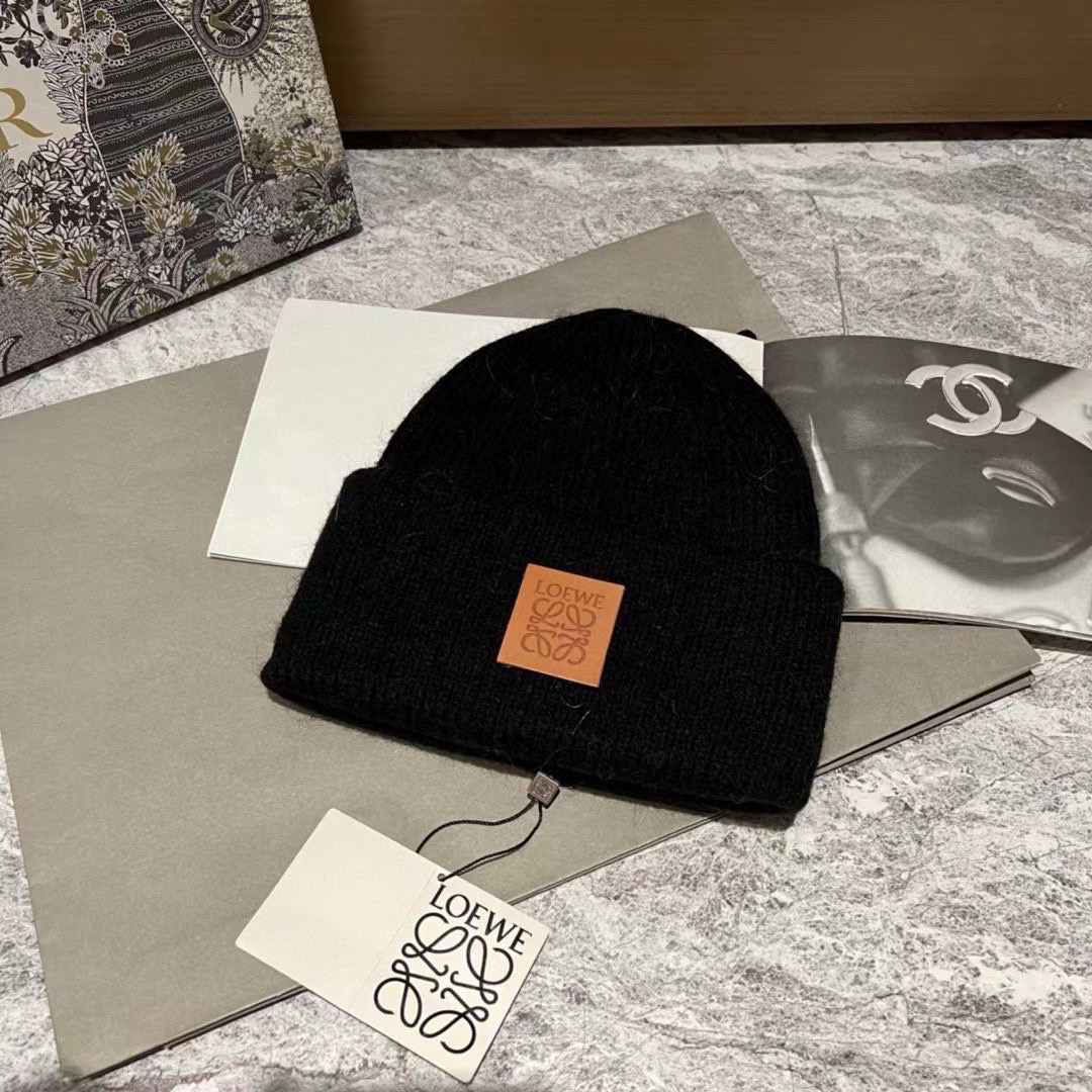 NIGO Loewe Men's And Women's Autumn And Winter Models Solid Colour Rabbit Hair Jnitted Ulush Hat #nigo97858