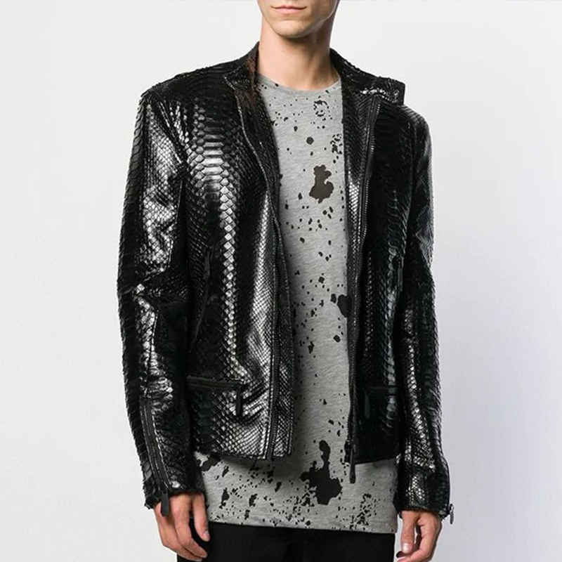 NIGO Philipp Plein Men's Spring And Fall Fashion Trend Biker Jacket Three-dimensional Python Leather Jacket Luxury Coat Ngvp #nigo8585