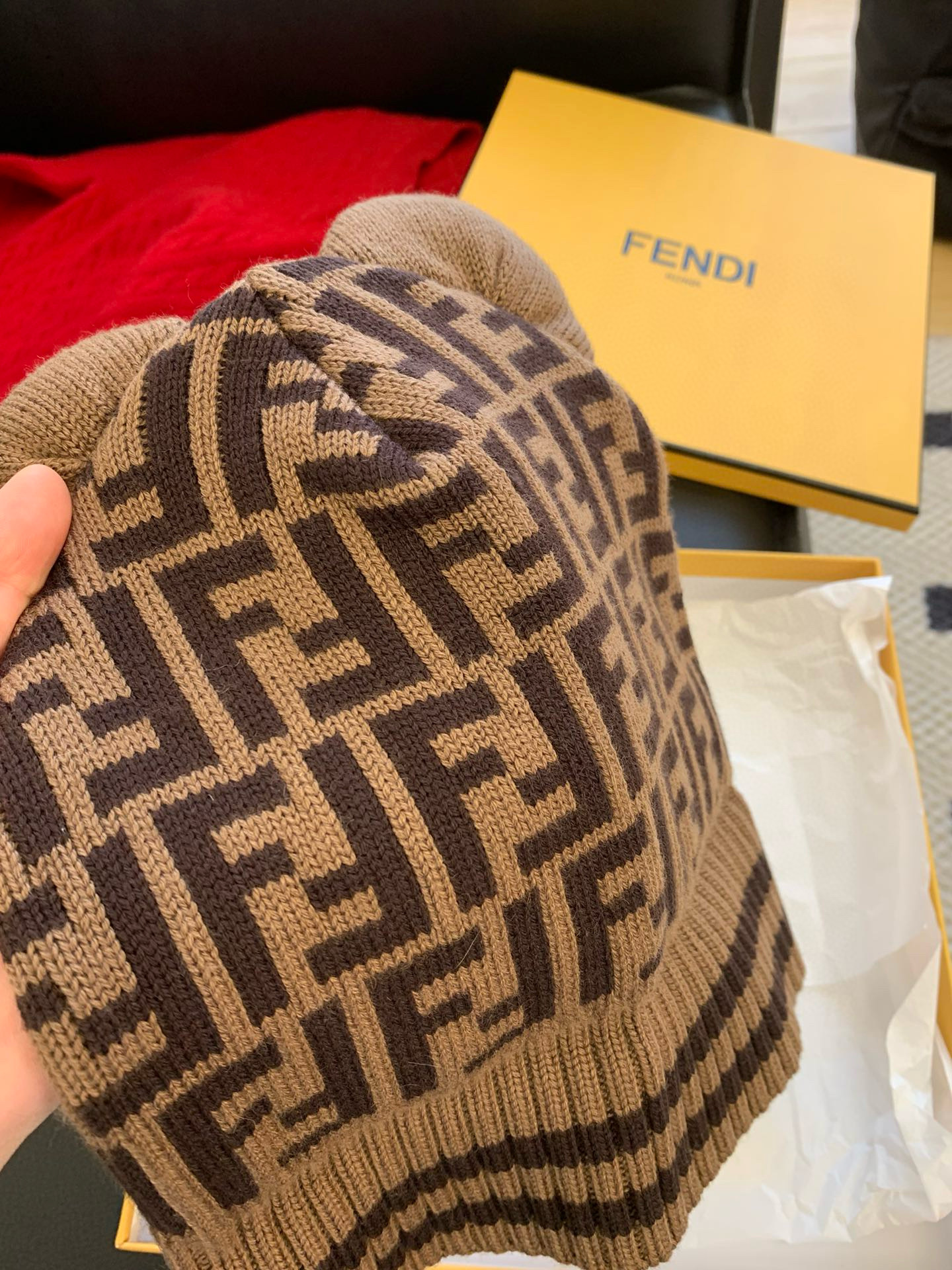 NIGO Fendi Children's Bear Ears Brown Wool Logo Knit Hat #nigo97875