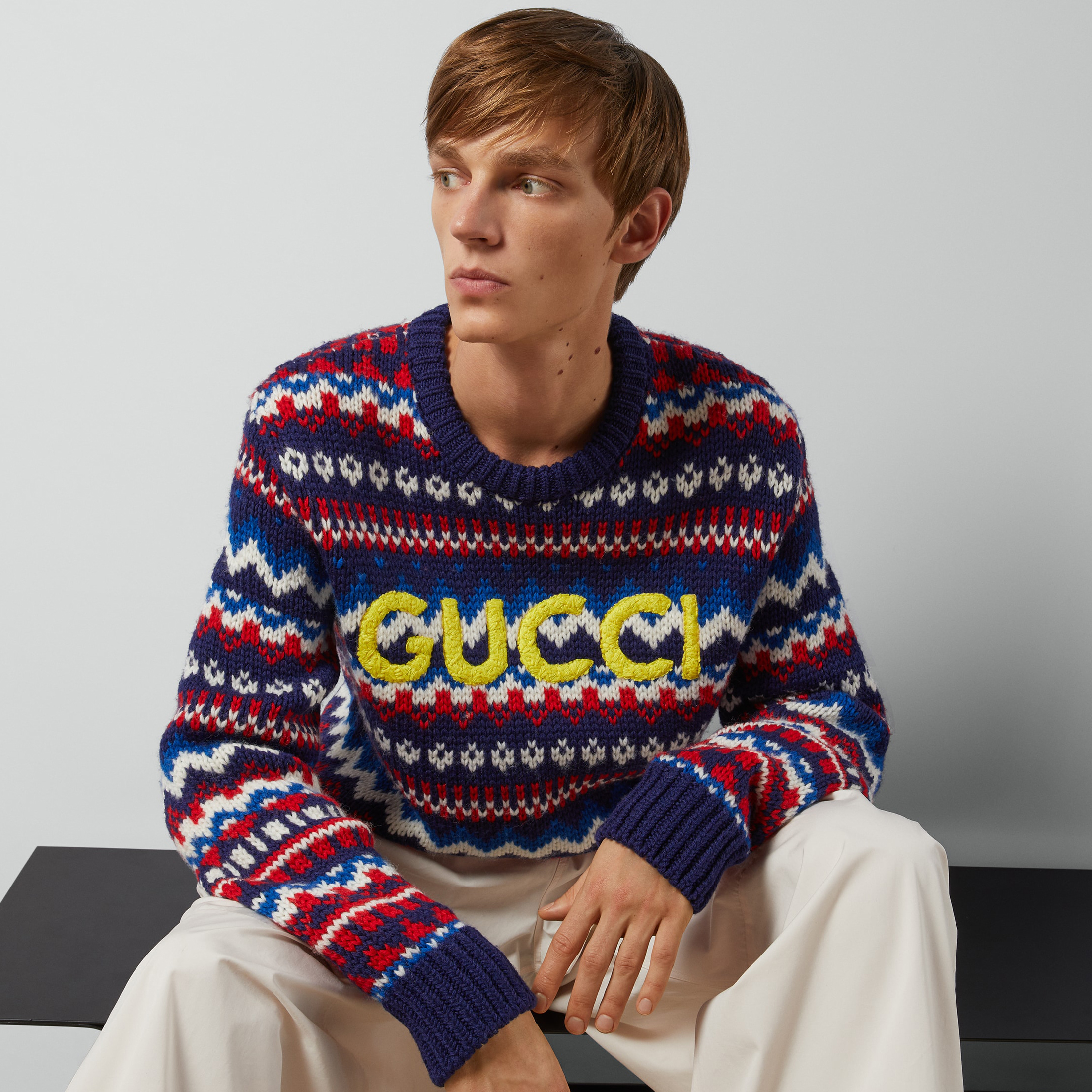 NIGO Gucci Men's Autumn And Winter Logo Letters He Small Text Print Round Neck Long Sleeve Jumper Pullover #nigo97872