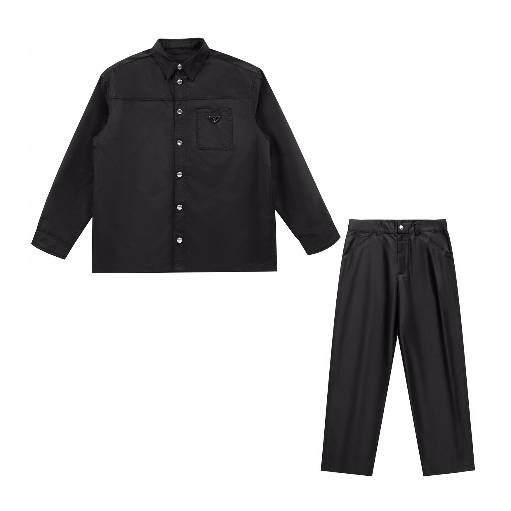 NIGO Prada Men's Spring And Autumn Nylon Lapel Single-Breasted Long-Sleeved Shirt Casual Trousers Pants Suit Set #nigo97887