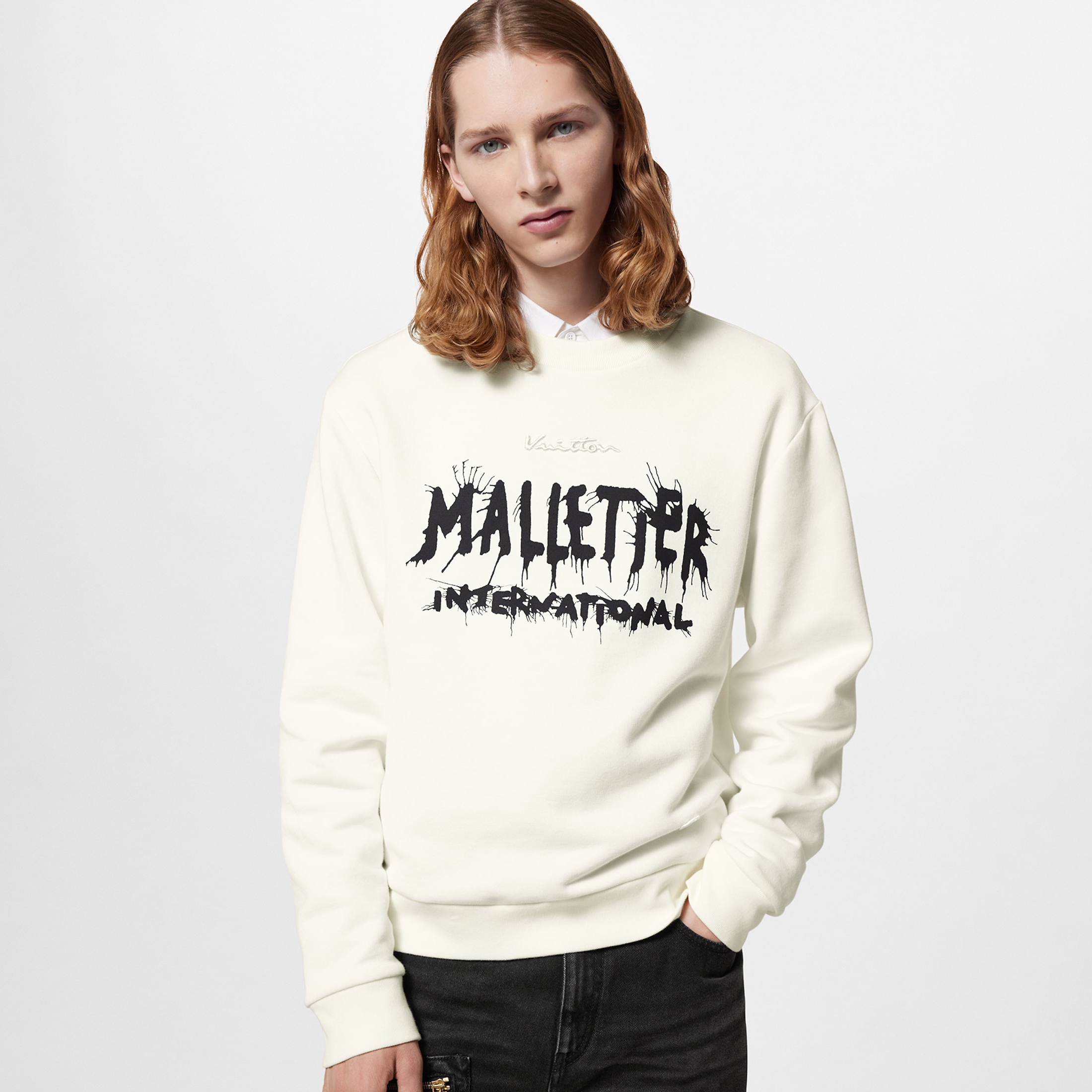 NIGO Louis Vuitton Men Women Spring Autumn Letter Printed Round Neck Long Sleeve White Sweatshirt Pullover #nigo97889