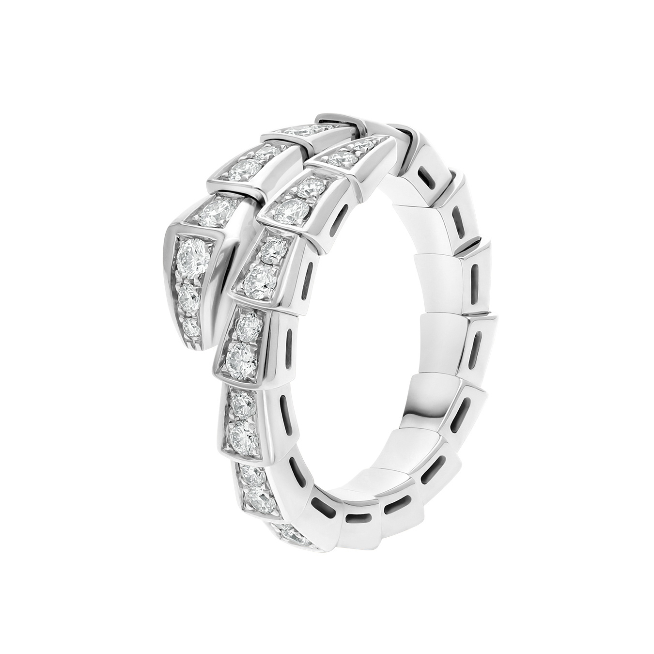 NIGO BVLGARI SERPENTI VIPER Collection Wide Snake Full Of Diamonds 18K White Gold Plated Ring Jewelry #nigo97925