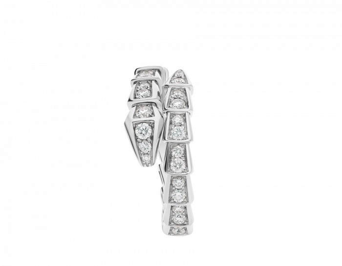 NIGO BVLGARI SERPENTI VIPER Collection Wide Snake Full Of Diamonds 18K White Gold Plated Ring Jewelry #nigo97925