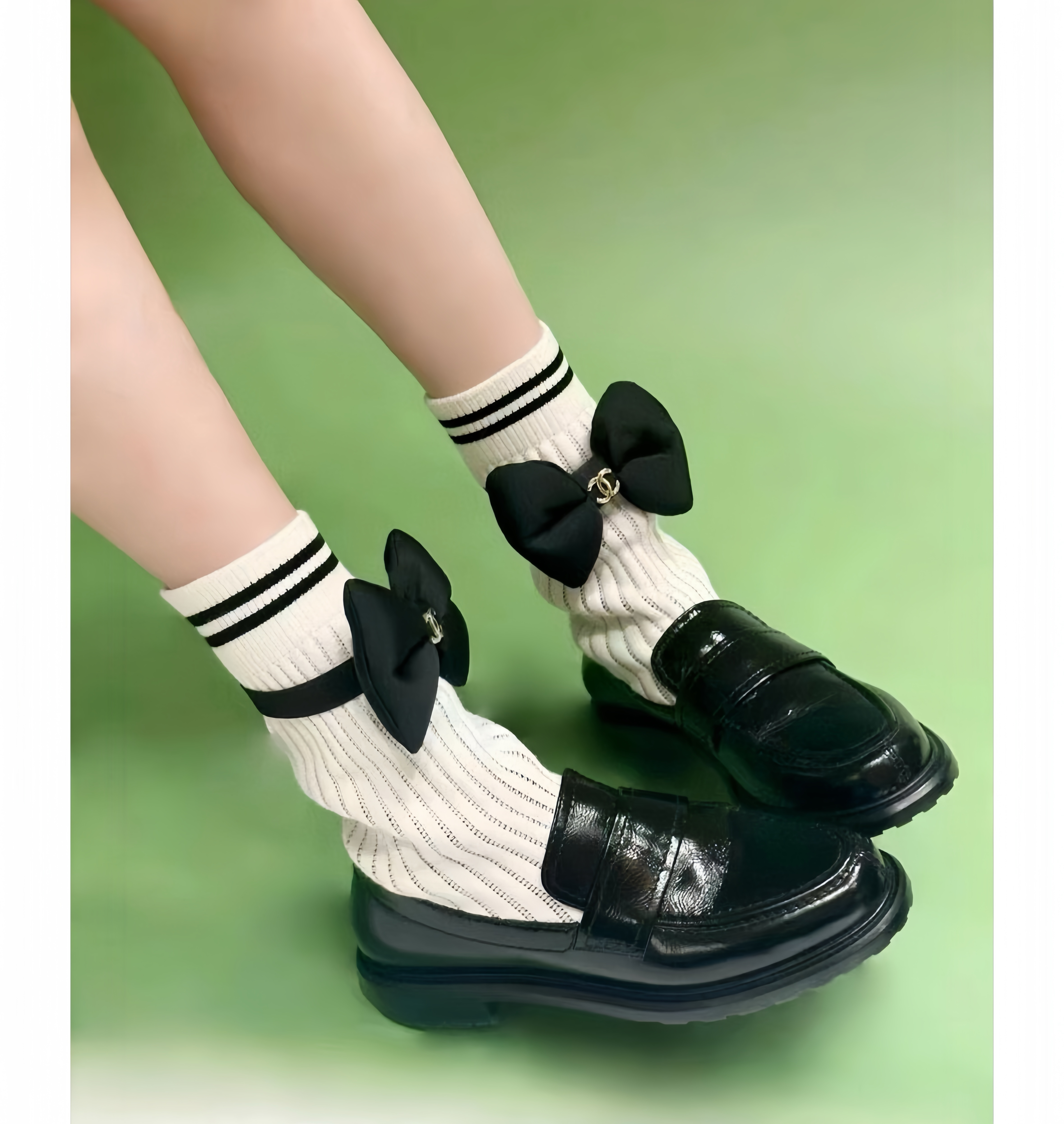 NIGO Chanel Women's Autumn and Winter Black and White Knitted Sock Tube Loafers Shoes #nigo97929