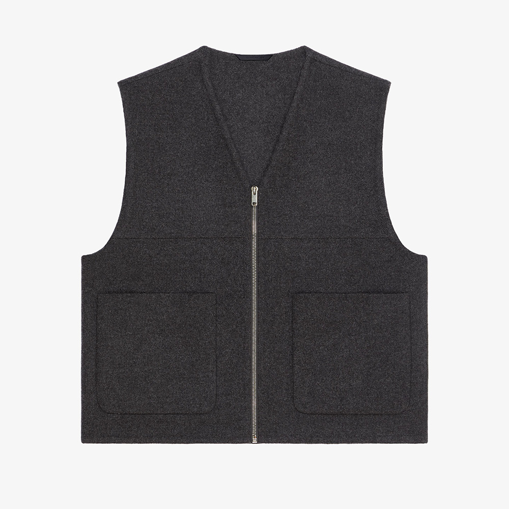 NIGO Givenchy Men's Spring & Autumn Solid Color Multi-Pocket V-Neck Zipper Sleeveless Double Sided Wool & Cashmere Vest Ngvp #nigo7644