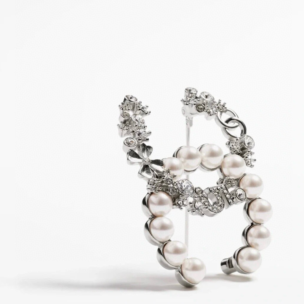 NIGO Chanel Women's White Double C Alphanumeric 5 Metal Artificial Pearl Rhinestone Brooch Jewelry #nigo97919