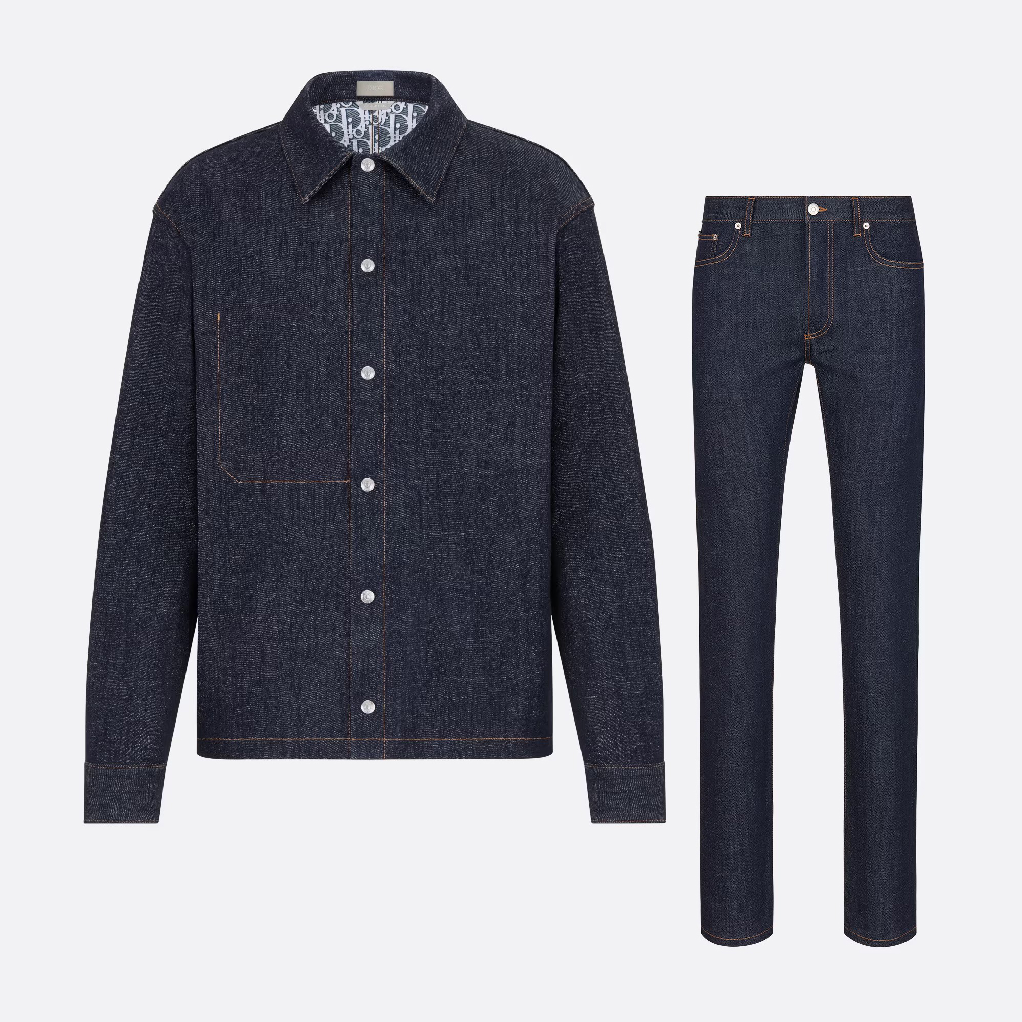 NIGO Dior Men's Spring and Autumn Printed Blend Long Sleeve Denim Shirt Jacket Slim Cropped Mid-Rise Jeans Pants Suit Set #nigo97916