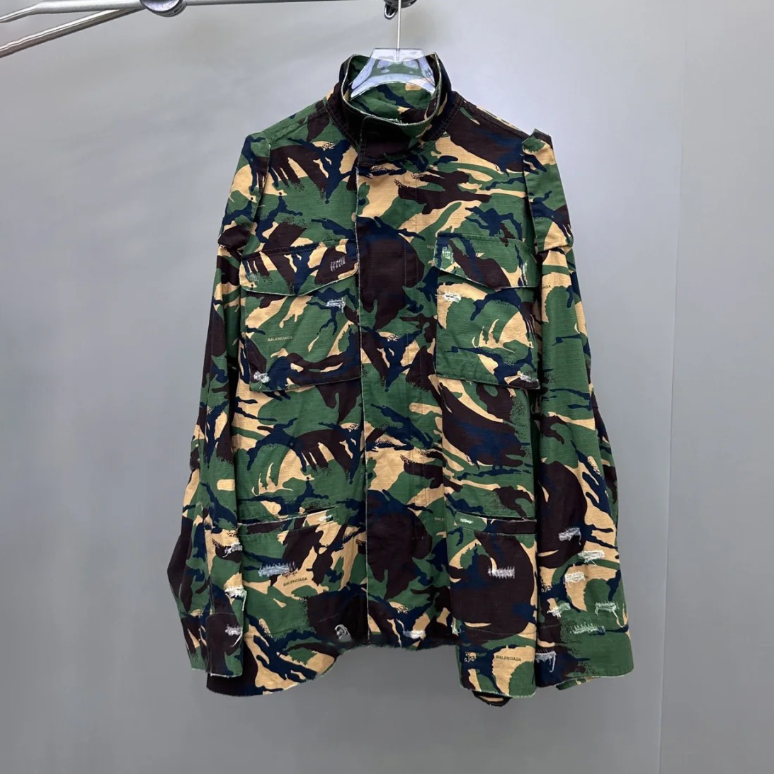 NIGO Balenciaga Men's Fall/Winter Rhinestone Letter Logo Camouflage Zipper Single Breasted Button Jacket #nigo97935