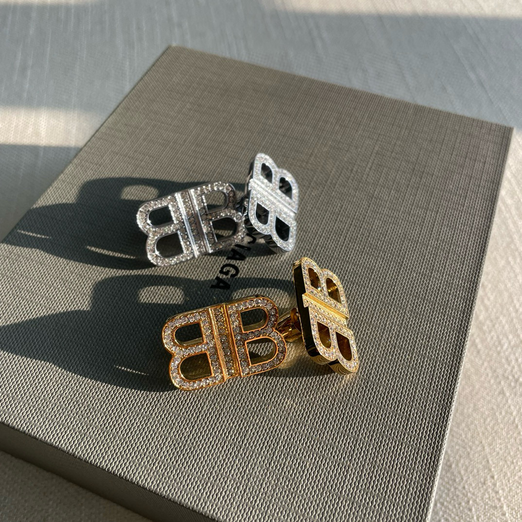 NIGO Balenciaga Women's Metal Brass Full Diamond BB Solid Color Stud Earrings Jewelry #nigo97961