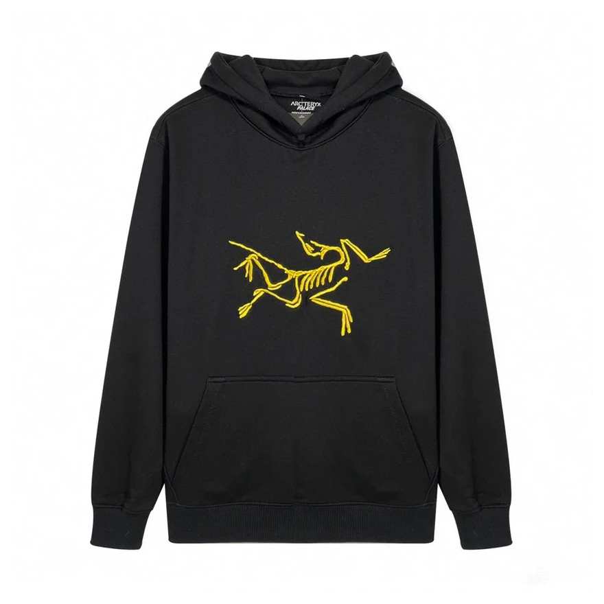 NIGO Arcteryx Men's and Women's Autumn Clashing Logo Printed Solid Color Loose Hooded Sweatshirt Pullover #nigo97948