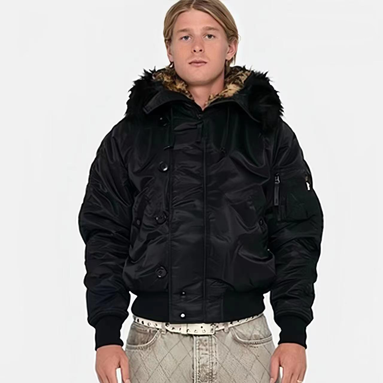 NIGO Stussy Men's And Women's Fall And Winter Fashion Leopard Lining Hooded Fur Collar Short Jacket Thickened Coat Ngvp #nigo7654