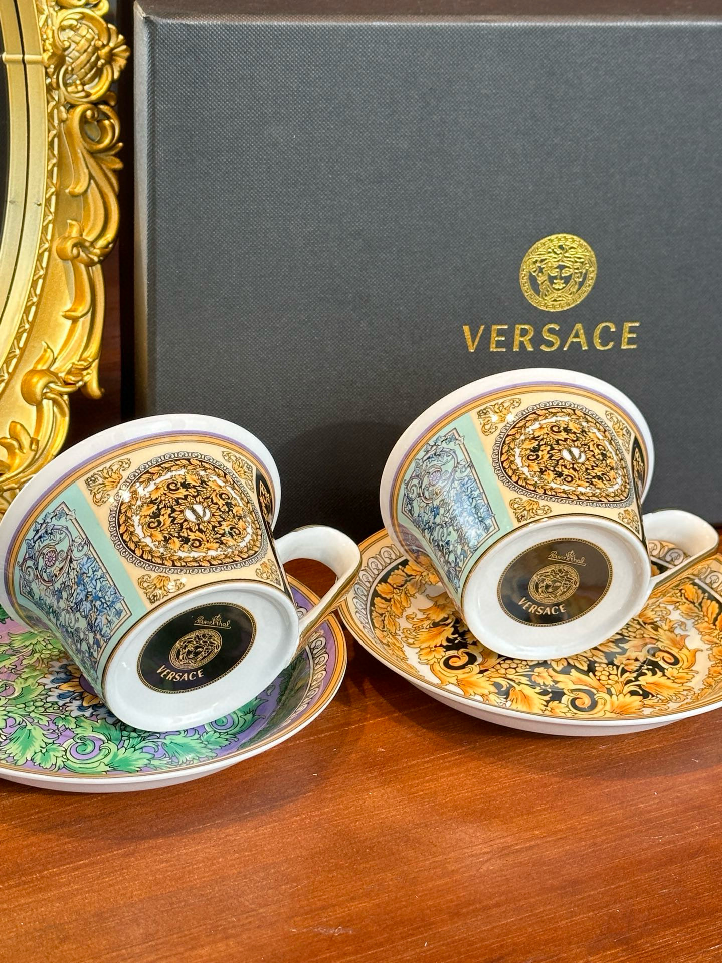 NIGO Versace Logo Printing Fashion Retro Court Style Coffee Cup Tea Set Two Pieces #nigo97967