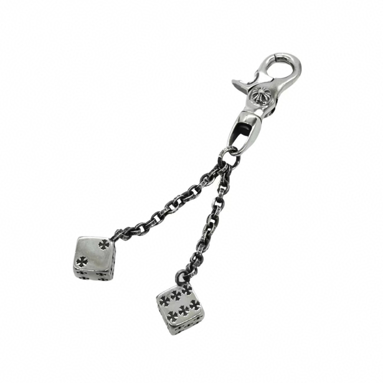 NIGO Chrome Hearts Vintage 925 Silver Cross Solid Dice Key chain Bag Chain Pants Chain #nigo97976