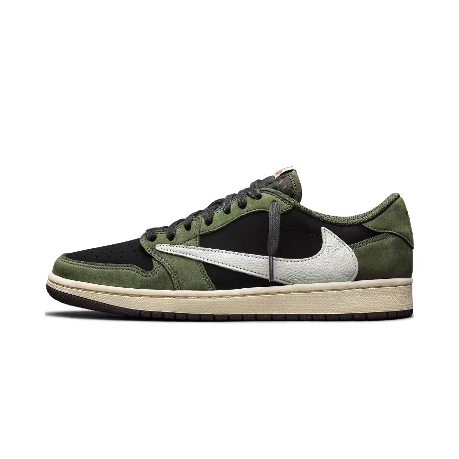 NIGO Nike Travis Scott x Jordan Air Jordan 1 LOW OG Men's Green Black Suede Low Top Lace Up Flat Sneakers Basketball Shoes #nigo97975