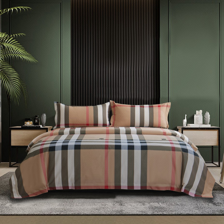 NIGO Burberry Winter Cotton Brushed Plaid Printed Duvet Cover Pillowcase Sheet Set Suit #nigo97971