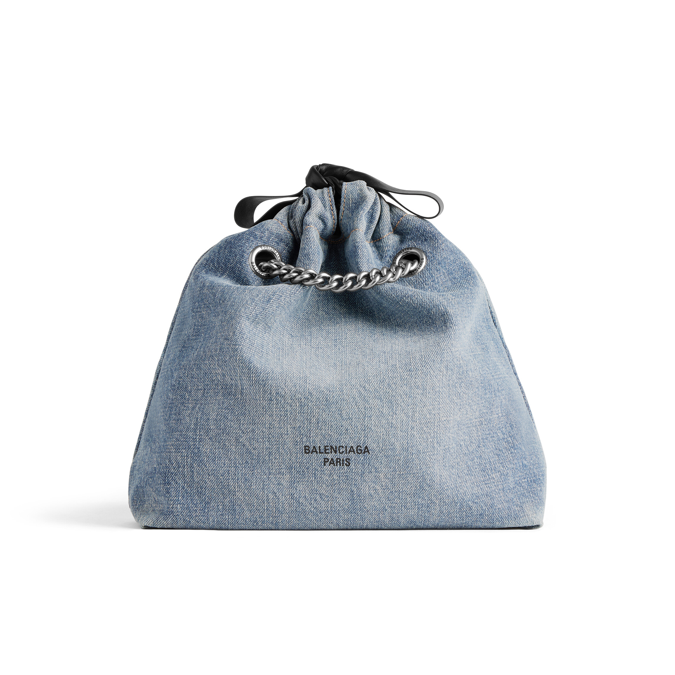 NIGO Balenciaga Crush Women's Cowhide Logo Printed Drawstring Closure Denim Shoulder Handbag Bag Bags #nigo97977