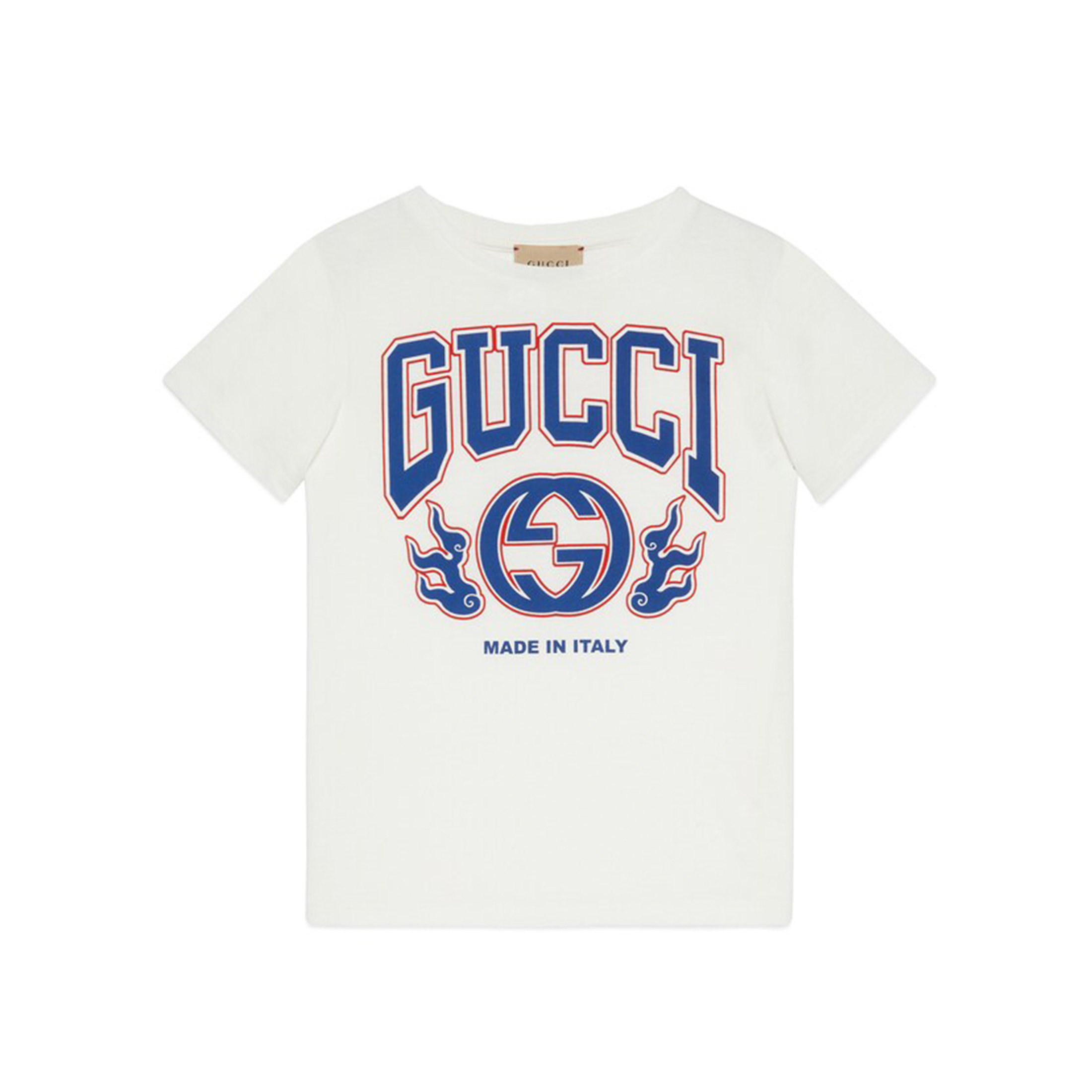 NIGO Gucci Kid's Chinese New Year Collection Summer White Interlocking Double G Print Cotton Round Neck Short Sleeve T-Shirt #nigo31248