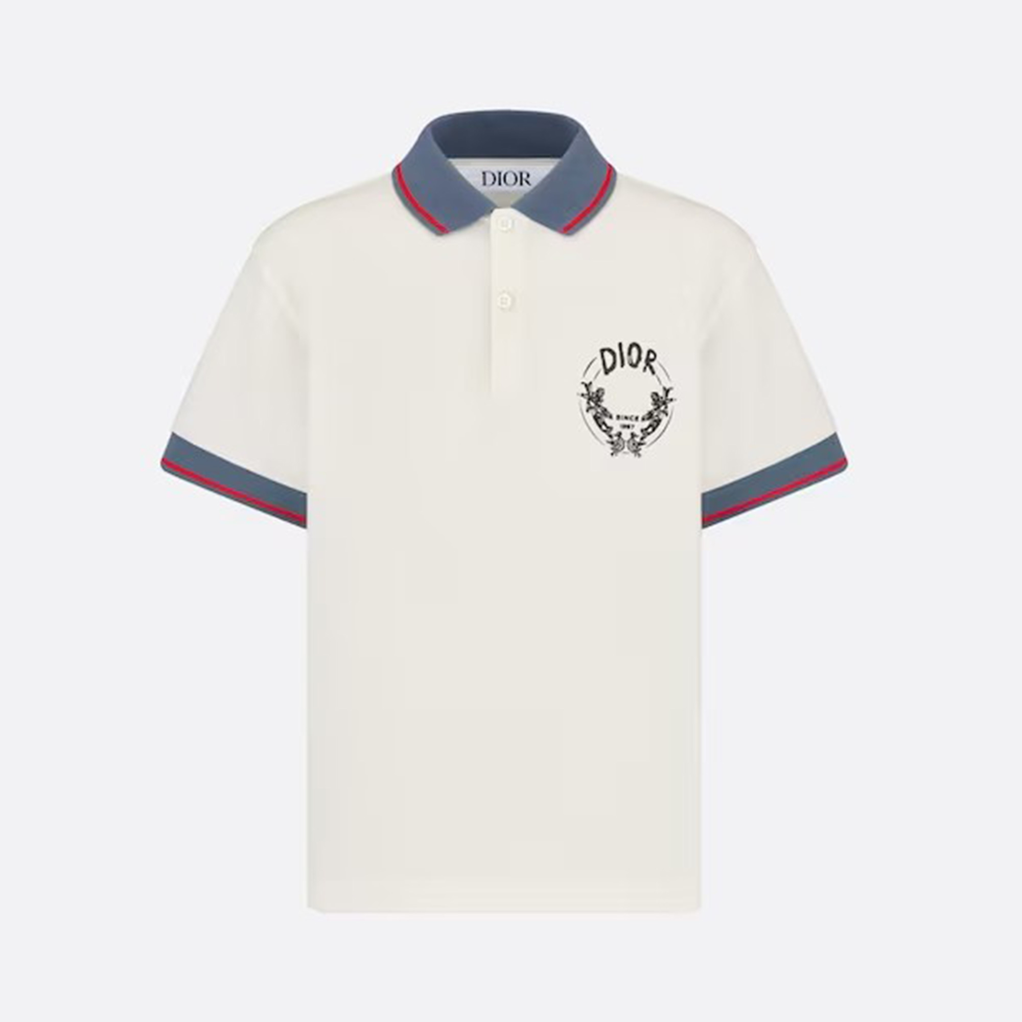 NIGO Dior Kid's Summer Logo Letter Print Striped Cotton Short Sleeve Lapel White Polo Shirt #nigo31251